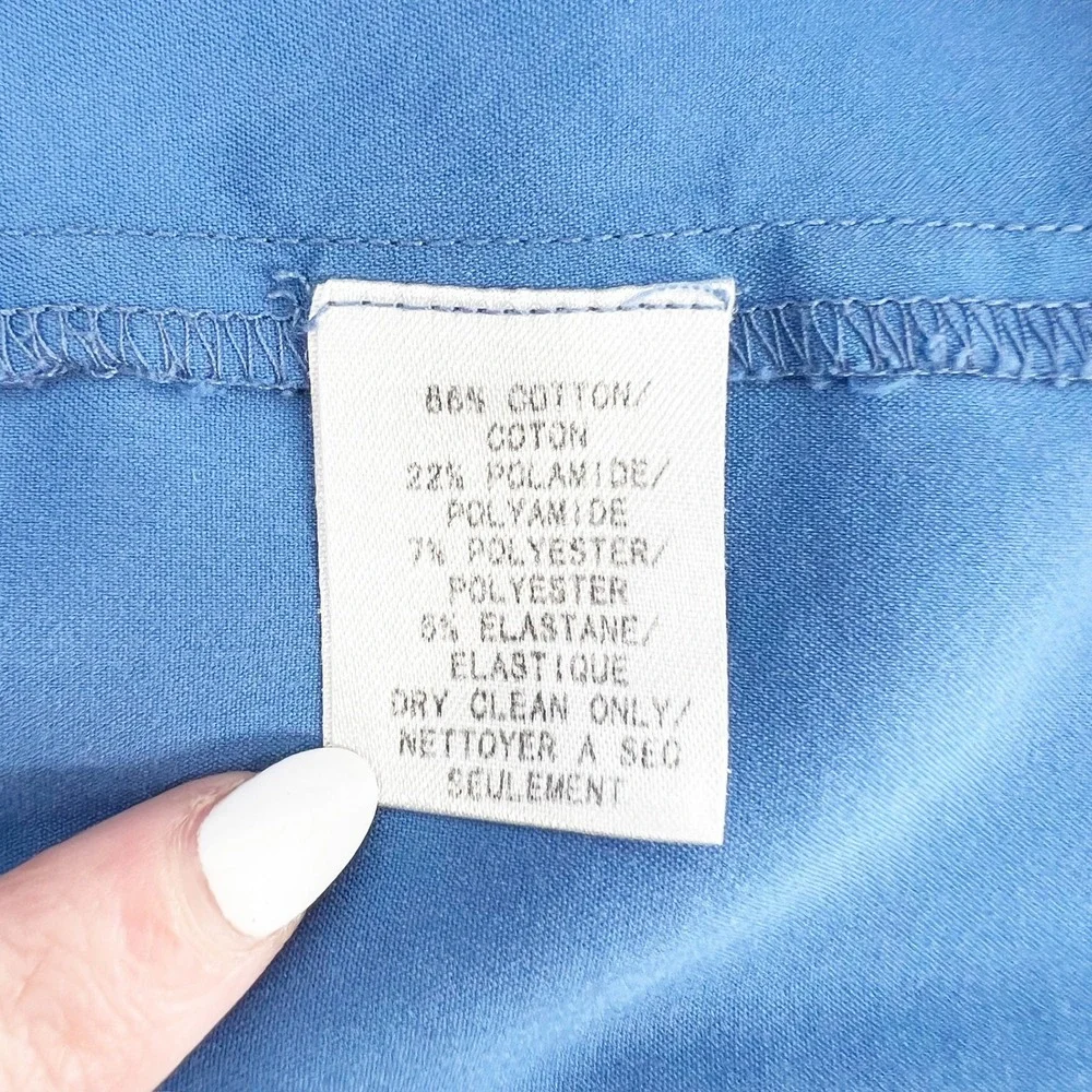 Lafayette 148 New York Blouse Womens 0 Petite Blue Excellent Tailored Button Up - Picture 4 of 4
